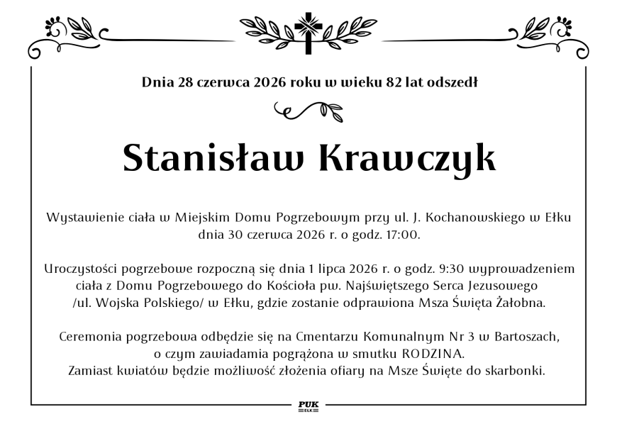 Stanisław Krawczyk - nekrolog